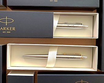 Penna a sfera Parker Jotter in acciaio inossidabile con personalizzazione I incisione laser I regalo I oro, argento