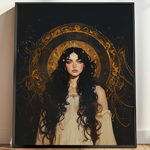 Babylonian Goddess of Love and War Ishtar, Ancient Deity, Divine Feminine Print, Babylonian Mythology Fantasy Art, Goddess of Fertility