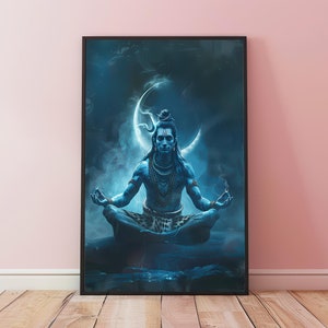Lord Shiva Art, Indian Wall Art, Hindu Home Decor, Spiritual Gift, Religious Gift, Meditation Room Decor, Lord Shiva Poster