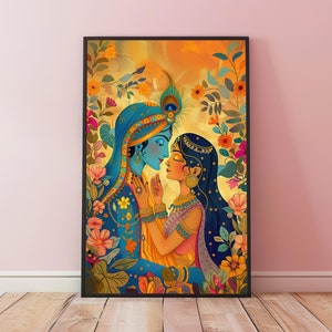 Radha Krishna Wall Art, Radhakrishna Art, Hindu God Art, Radha Krishna Decor, Radha Krishna Painting
