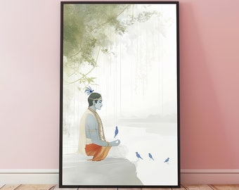 Lord Krishna Minimalist Art, Hindu God Art, Hindu Minimalist Print, Hindu Art Print, Indian Art, Hindu Gift