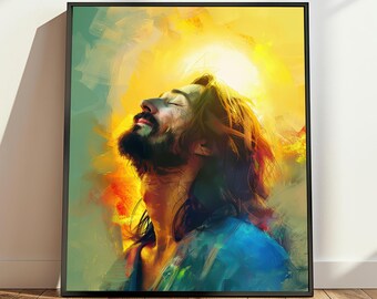 Jesus Christus Meditation Kunstdruck, Bibel Geschenk, Jesus Poster, Jesus Christus Wandkunst, Wohnzimmer Dekor, christlicher Altar, Jesus Digital