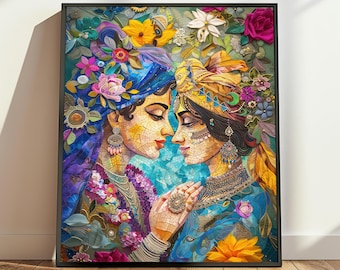 Iskcon Radha Krishna Printable, Radha Art, Radha Krishna Love, Hindu Art, Hindu Home Decor, Spiritual Gifts, Religious Gifts,Indian Painting