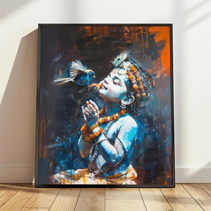 Printable Krishna Poster, Krishna Art, Hindu Art, Hindu Decor, Digital Download Hindu, Hindu God Digital Art, Spiritual Gift, Religious Gift