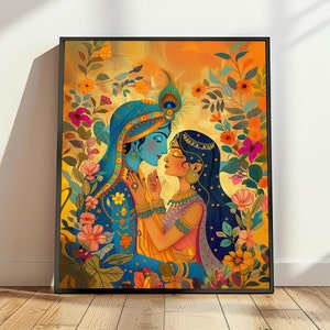 Printable RadhaKrishna Art, Radha Krishna Wall Decor, Radha Krishna Poster, Hindu Poster, Hindu God Digital Art, Hindu Digital Download
