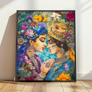 Iskcon Radha Krishna Printable, Radha Art, Radha Krishna Love, Hindu Art, Hindu Home Decor, Spiritual Gifts, Religious Gifts,Indian Painting