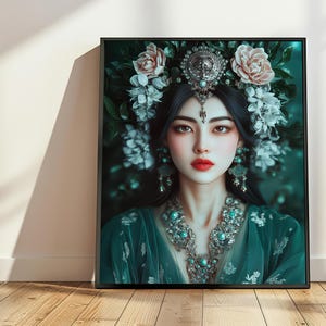 Buddhist Goddess of Compassion Green Tara Art, Green Tara Wall Art, Buddhism Altar Poster,Buddhist Deity Art,Tibetan Meditation and Yoga Art