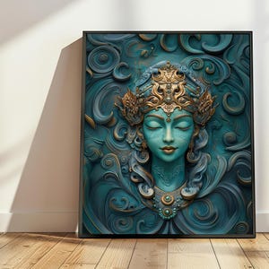 Green Tara Printable Wall Art, Green Tara Goddess Wall Art, Yoga Room Decor, Tibetan Poster, Buddhist Deity, Divine Feminine Art, Altar Art