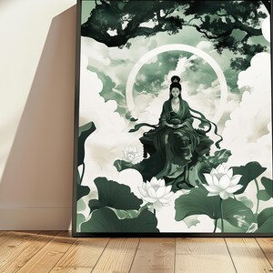 Green Tara Printable Wall Art, Green Tara Art, Art Nouveau Style,Buddhist Goddess of Compassion,Tibetan Meditation Decor,Divine Feminine Art