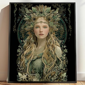 Goddess Vesna Printable Art, Slavic Goddess of Spring, Divine Feminine Art, Slavic Mythology Poster, Housewarming Gift