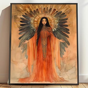 Göttin Pachamama Digitale Kunst, Inka Göttin der Fruchtbarkeit, Inka Wandkunst, Andenkultur Kunst, Mutter Erde Malerei, Heilige Göttin Kunst