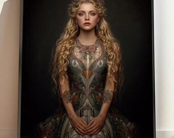 Arte imprimible de Vesna, diosa eslava de la primavera, arte femenino divino, póster de mitología eslava, regalo de inauguración de la casa