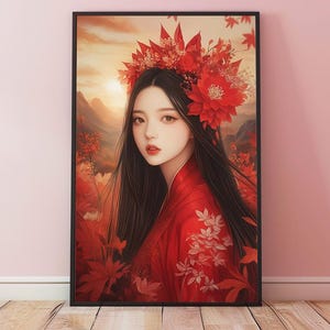 Goddess Amaterasu Framed Poster, Japanese Art, Goddess of the Sun, Japanese Wall Decor, Japanese Mythology Art, Divine Feminine Art