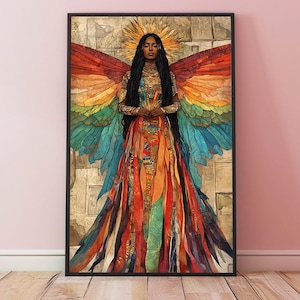 Goddess Pachamama gerahmtes Poster, Inka Mythologie Kunst, Mutter Erde Malerei, göttlich weibliche Kunst