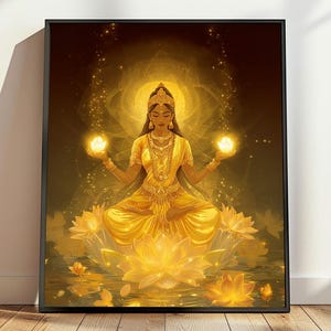 Hindu Goddess Lakshmi Instant Download Art, Hindu God Art, Indian Painting, Divine Feminine Art, Lakshmi Art, Hinduism Digital Download