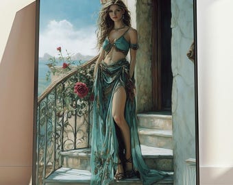 Greek Goddess of Youth Hebe Premium Poster, Greek Goddess Print, Greek Mythology Art, Art Nouveau Print, Divine Feminine Art