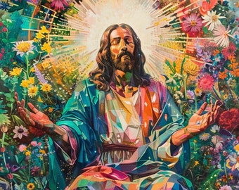 Lord Jesus Digitale Kunst, christliche Kunst, spirituelle Geschenke, Meditationskunst, Jesus Wandkunst, christliche Wohnkultur, christliche Geschenke, meditieren Jesus
