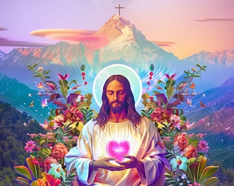 Lord Jesus Digitale Kunst, christliche Kunst, spirituelle Geschenke, Meditationskunst, Jesus-Wandkunst, christliche Wohnkultur, christliche Geschenke, Jesus-Plakat
