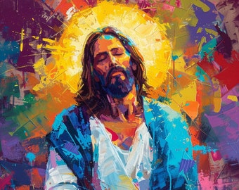 Meditate Jesus meditation room decor jesus portrait art christian art jesus wall art gift for christian digital download
