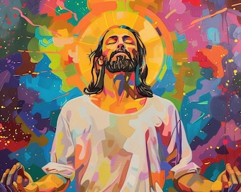 Meditating Jesus Art Print: Christian Meditation Room Decor (Digital Download)