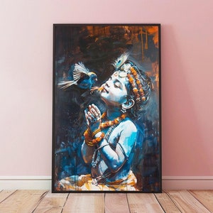 Child Krishna Print, Hindu Print, Hinduism, Religious, Wall Art, Indian Decor, Krishna Print, Krishna Painting, Hindu Home Décor