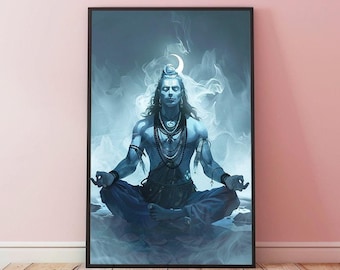 Art imprimable Lord Shiva, art mural mahadev, décoration murale shiva, art mural shiva, art mural seigneur shiva, tenture murale seigneur shiva, peinture de shiva