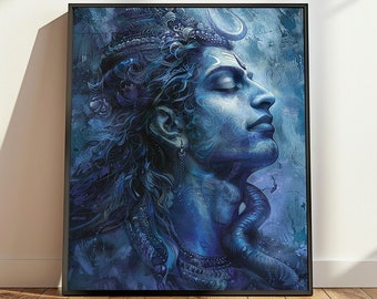 Espiritual Hindu Lord Shiva impressão de arte de parede meditação decoração de quarto arte espiritual presente hindu arte de parede indiana deuses presente espiritual arte de parede hindu