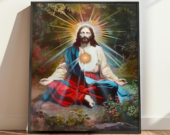 Printable jesus meditation art, bible art, jesus, jesus christ, religious art, yoga art, christian art, meditation art, religious art