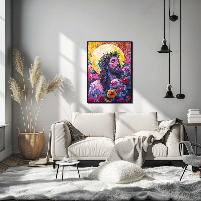 Jesus With Roses Jesus With Roses Printable, Rosary Home Decor, Jesus Poster, Jesus ...