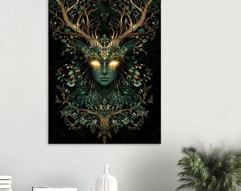Celtic God Cernunnos Premium Matte Poster, Irish Mythology Art, God of Nature and Animals, Pagan Art Print, Spiritual Decor, Celtic Wall Art