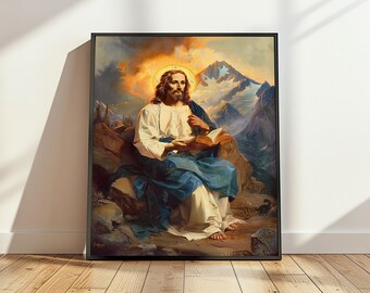 Jezus Christus Bijbelkunst, spirituele gave, Jezus, Jezus Christus, religieuze kunst, yogakunst, christelijke kunst, christelijke wanddecoratie, Jezusposter