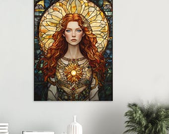 Athena Greek Goddess of War, Stained Glass Wall Art