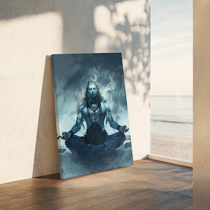 Lord Shiva Leinwand, Mahadev Wandkunst, Hindu Gott Kunst, Shiva Poster, Indische Malerei, Shiva Wand-Dekor, Hinduismus Geschenk