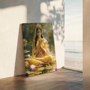 Laxmi Canvas Art: Hindu Goddess of Wealth, Yoga Meditation Decor