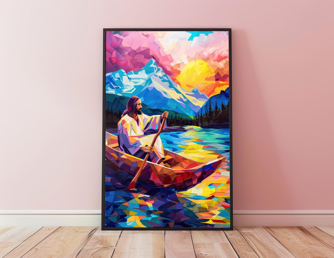 Jesus Cartoon Print, Jesus Wall Art, Jesus Expressionist Painting