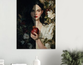 Premium matte poster godin Persephone, koningin van de onderwereld, Griekse godin kunst aan de muur, art nouveau-print, goddelijke vrouwelijke energie