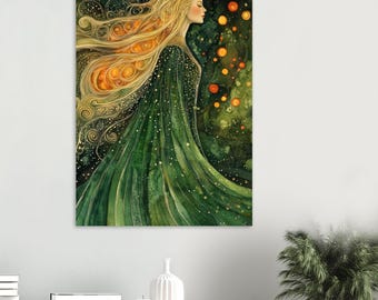 Goddess of River Danu Matte Poster, Pagan Water Goddess, Celtic Mythology Wall Art, Divine Feminine Art