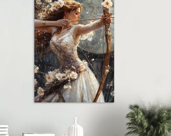 Greek Hunting Goddess Artemis Premium Matte Poster, Greek Mythology Art Print, Divine Feminine Wall Art, Ancient Greek Goddess Art