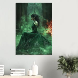 Arte de fantasía de Tara Verde, póster mate, arte de altar budista, arte mural de meditación, arte para sala de yoga, póster de Tara Verde