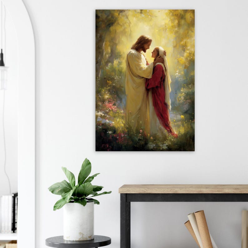 Jesus With Mary Magdalene Wall Art, Christ Poster, Jesus Painting ...