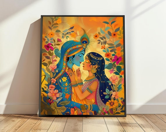 Printable RadhaKrishna Art, Radha Krishna Wall Decor, Radha Krishna Poster, Hindu Poster, Hindu God Digital Art, Hindu Digital Download