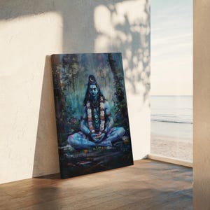 Shiva Canvas Wall Art, Hindu God Art, Shiva Poster, Hindu Wall Art, Indian Painting, Lord Shiva Canvas, Shiva Painting