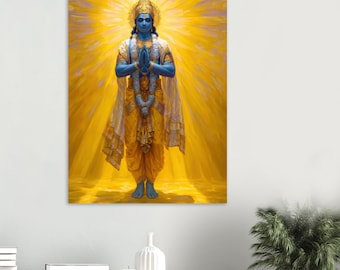 Hindu God of Love Krishna Divine Matte Poster, Hindu God Wall Art, Krishna Painting, Krishna Poster, Hindu Poster, Indian Painting