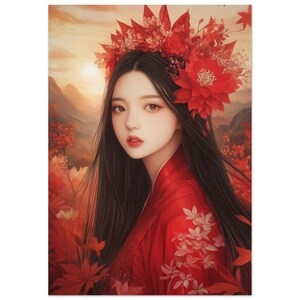 Goddess Amaterasu Matte Paper Poster, Japanese Mythology Art, Japanese Goddess of the Sun, Divine Feminine Art