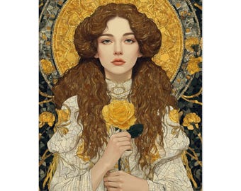Póster mate de la diosa eslava Lada, arte mural de energía femenina, decoración del hogar de la mitología eslava, diosa del amor y la fertilidad.