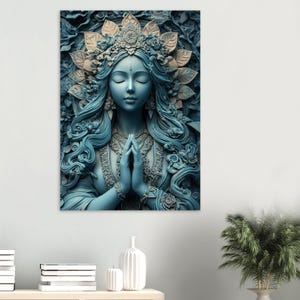 Impresión de Tara Verde, decoración para sala de meditación budista, diosa de la paz y la iluminación, arte femenino divino, póster budista