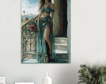 Póster mate premium de la diosa griega Hebe, arte mural femenino divino, decoración del hogar de mitología griega, arte de la antigua diosa griega