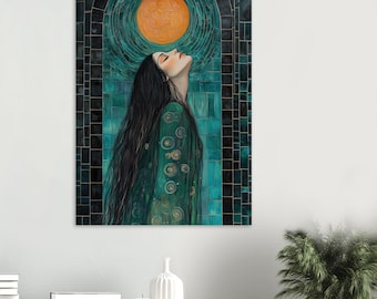 Póster de Danu, diosa celta del río y la abundancia, pintura de Danu, arte mural de diosa celta, decoración de mitología irlandesa, arte femenino divino