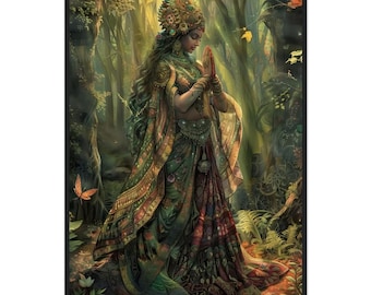 Durga Maa Wall Art, Indian Gift, Goddess Durga Art, Durga, Hindu Goddess, Goddess Durga Poster, Hindu Decor, Hinduism Painting