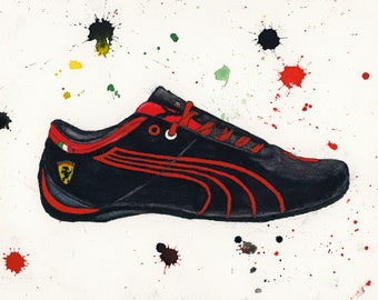 Puma Ferrari Future Cat watercolour art print